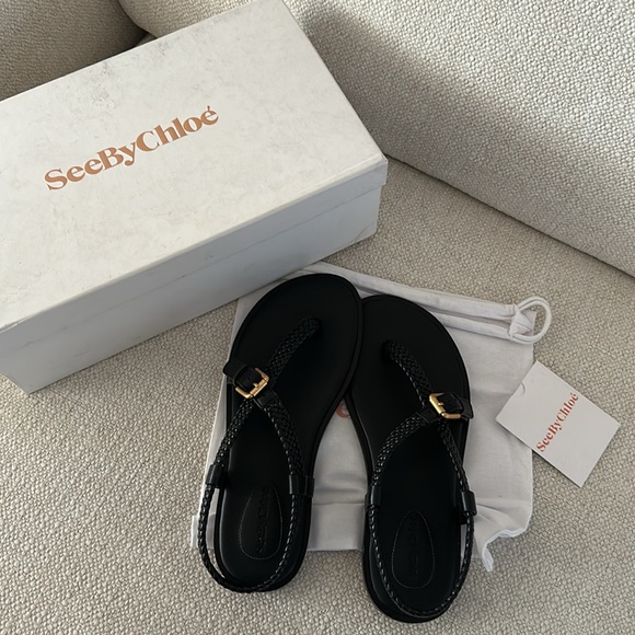 See by Chloe Nola black Braided Strap Thong Sandals - Picture 5 of 7